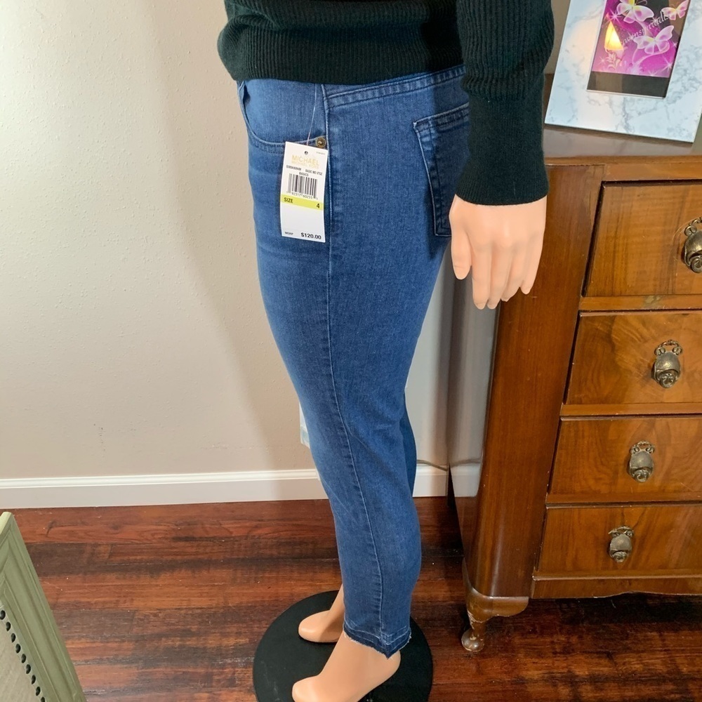 Michael Kors Blue Denim Logo Izzy SKINNY Jeans - Picture 9 of 12